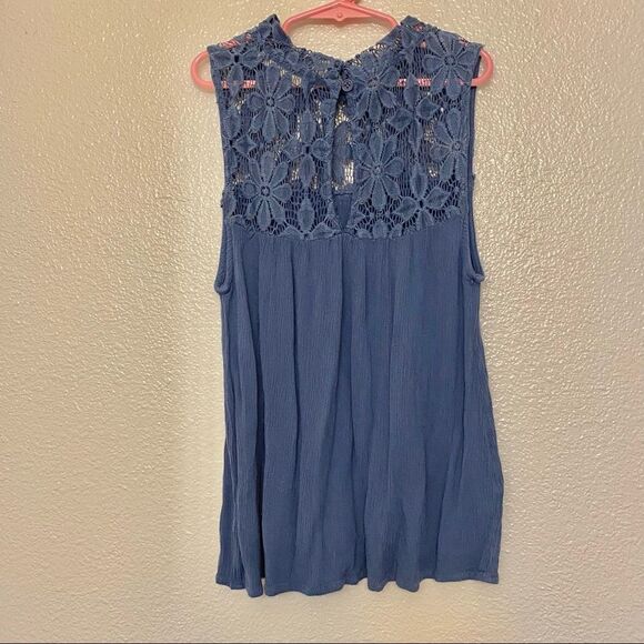 Wallflower Slate blue lace tank top sleeveless blouse-M - Picture 9 of 11